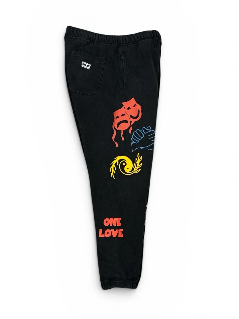 OBEY ANTI HATE UNISEX GRAPHIC JOGGER SWEATPANTS BLACK STREETWEAR PUNK GRUNGE